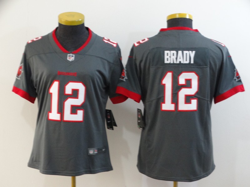 Women's Tampa Bay Buccaneers #12 Tom Brady Grey NFL Vapor Untouchable Limited Stitched Jersey(Run Small)